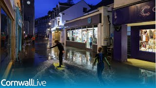 Dramatic footage as Cornwall floods and waves at high spring tides [upl. by Luca]