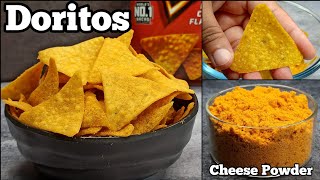 How to Make DORITOS at Home  NACHOS with Cheese Powder amp Salsa Dip Recipe [upl. by Acinomed]