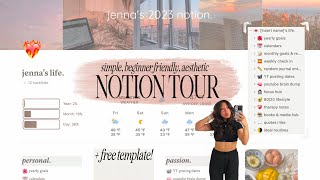 notion tour  FREE template❤️‍🔥simple aesthetic beginnerfriendly amp using a reg planner postgrad [upl. by Asilem]