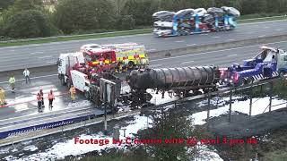 M1 tanker truck fire Recovery operation footage from Dji drone [upl. by Atlee]