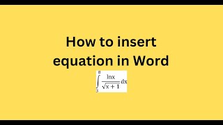 How to insert equation in Word [upl. by Notak]