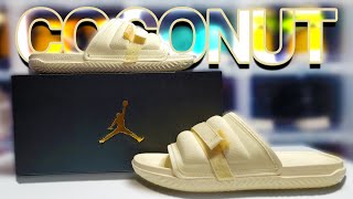 Air Jordan Super Play Slides quotCoconut Milkquot Official Review 4K [upl. by Bullis]