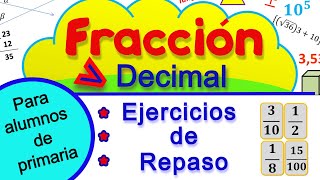 Fracción decimal ejercicios de repaso [upl. by Aneri]