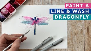 Paint a Line and Wash Watercolour Dragonfly [upl. by Morse]