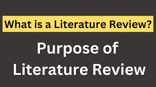 What is a literature review  What is the purpose of literature review [upl. by Gilchrist]