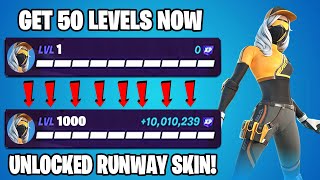 FASTER XP GLITCH THAT WILL UNLOCK RUNWAY RACER FREE SKIN IN FORTNITE 50 ACCOUNT LEVEL MAX [upl. by Wilek]