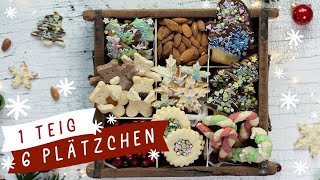 Plätzchen backen 1 Teig  6 Plätzchen  Omas Weihnachtsplätzchen backen  Bunter Plätzchenteller [upl. by Lacym773]