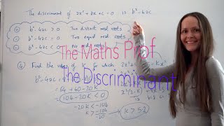 The Maths Prof The Discriminant b²4ac [upl. by Nowd]