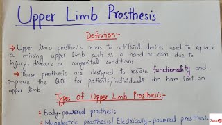 Upper Limb ProsthesisTypes of Upper Limb ProsthesesComponents of Upper Limb Prostheses [upl. by Nolly]