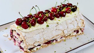 Recette Pavlova Roulée Cerises  Pistache  Williams Kitchen [upl. by Anitrak564]