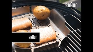 Recette Braun  Aiglefin fumé sur planche [upl. by Ahsercul]