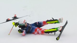 Leona POPOVIC  CRASH  Slalom  Kranjska Gora 2024 [upl. by Mafala]