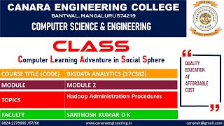 VTU BA 17CS82 BIGDATA ANALYTICS Hadoop Administration Procedures M2 L4 [upl. by Reniar]