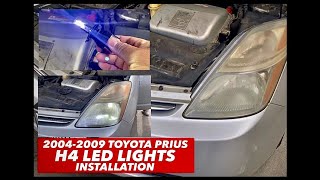 2004  2009 TOYOTA PRIUS H4 LED LIGHTS HEADLIGHT BULB INSTALLATION [upl. by Nosrej]