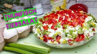 Saftiger Eiersalat mit Reis und Thunfisch  Leckerer Schichtsalat [upl. by Anina]