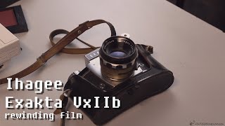 Ihagee Exakta VxIIb rewinding film [upl. by Jerry]