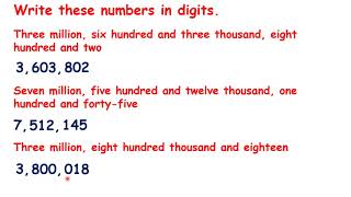 Write numbers up to 10 million in digits and words [upl. by Lemuel]