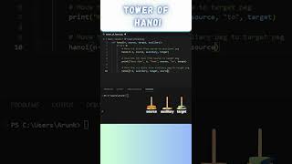 Python program for Tower of Hanoi coding python programming shorts [upl. by Markos879]