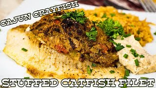 Cajun Crayfish STUFFED Catfish [upl. by Eanad]