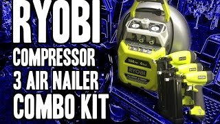 Ryobi YG63CK  6 Gallon Vertical Pancake Compressor amp 3 Nailer Combo Kit [upl. by Burgener]