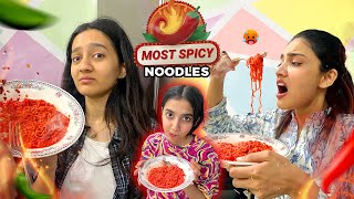 MOST SPICY NOODLES 🥵🔥  Papa Sy Dant Par Gae 😅  Iqra Full Look Vs Rabia Full Look 😂 [upl. by Nirda]