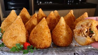 COXINHA DE FRANGO COM REQUEIJÃOMASSA PERFEITA SEM LEITE [upl. by Festus852]