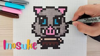 Como dibujar a INOSUKE de DEMON SLAYER en PIXEL ART – Tutorial paso a paso [upl. by Rolf]