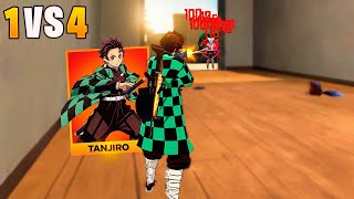 O PODER DO PROTAGONISTA TANJIRO SOLO VS SQUAD FREE FIRE MOBILE [upl. by Aniuqahs]