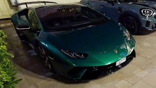 Lamborghini Huracán LP640 4 Performante supercar at Monte Carlo Place du Casino in Monaco 4K [upl. by Yrdnal]