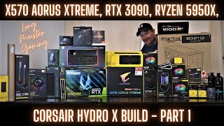 X570 Aorus Xtreme RTX 3090 Ryzen 5950x Corsair Hydro X Build Part 1 [upl. by Suivat]