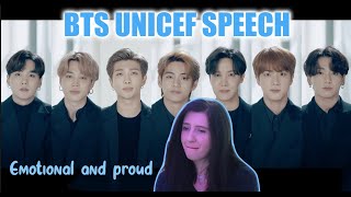 BTS’ inspiring speech 2020  UNICEF  Reaction i cried Again [upl. by Terrijo87]