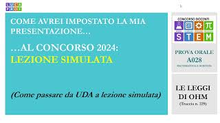 Lezione simulata concorso 2024  come avrei presentato la mia traccia a28 a questo orale [upl. by Mintun]