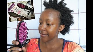 SIMPLY STRAIGHT ELECTRIC BRUSH on AFRICAN NATURAL HAIR [upl. by Lawton]