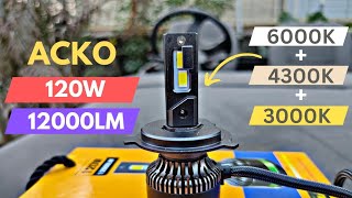 ACKO Tricolour LED Headlights 120W 12000LM  OUR HONEST REVIEW  FOR ALL WEATHER CONDITIONS [upl. by Jenkins249]