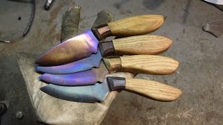 Knife Making 4x  Tempering Colors Experiment [upl. by Schonfield]