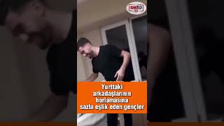 Yurttaki arkadaşlarının horlamasına sazla eşlik eden gençler hayran bıraktı [upl. by Eiduam]