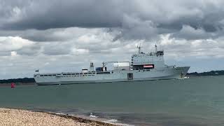 Naval ship coming out of Southampton water passing calshot [upl. by Marcellina]