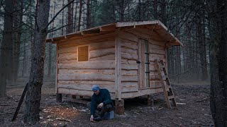 Off grid cabin building in the woods start to finish no talking [upl. by Nerb52]