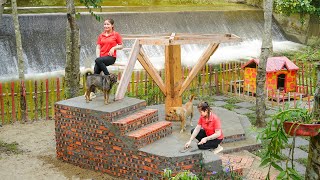 Building Brick Steps And Make Wooden Stairs  Building Onepole Cabin Ly Hoang Linh [upl. by Astera266]