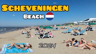 Scheveningen Most famous beach in the NederlandsHighlights Beach walk  club boulevard summer 2024 [upl. by Atterol]