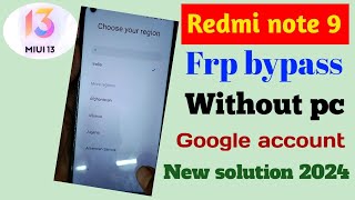 Redmi note 9 frp bypassredmi note 9 Google account bypass new solutionxiaomi [upl. by Pelaga]