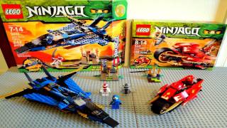 NINJAGO Kais Blade Cycle amp Jays Storm Fighter Review Sets 94419442 [upl. by Yeleen444]