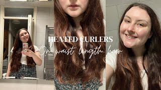 Using heated rollers for the first time in 10 years on waist length hair ✨✨✨✨✨ [upl. by Denten]