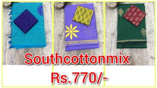 Southcottonmix block printed saree 770 blockprinting southcottonmix diwalispecial diwalisarees [upl. by Naerad]