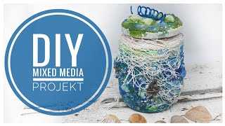 Mixed Media Projekt Maritim  großer KreativVlog  DIY  How To Upcycling IDEE Tutorial  deutsch [upl. by Jennine]