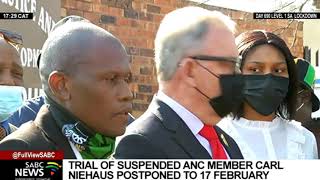 Suspended ANC member Carl Niehaus court case postponed [upl. by Irrabaj]