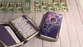 STUFFING OUR CASH ENVELOPES Using RECOLLECTIONS UNICORN ZIPPERED PLANNER [upl. by Anauqcaj]