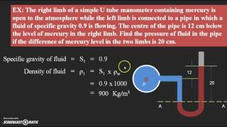 U Tube manometer Example problem [upl. by Giovanna]