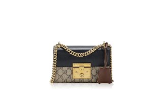 Gucci GG Supreme Padlock Small Shoulder Bag Beige Black Cuir [upl. by Inoliel]