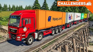 LS19 CHALLENGERS 2 Der CONTAINERKonvoi Verladen und stapeln  FARMING SIMULATOR 19 [upl. by Shuma]